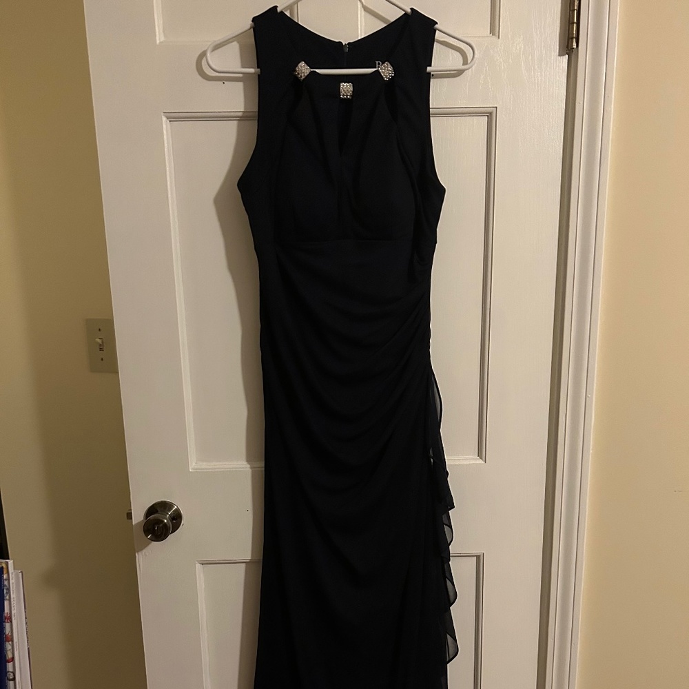 Betsy & Adam Size 8 Navy Gown